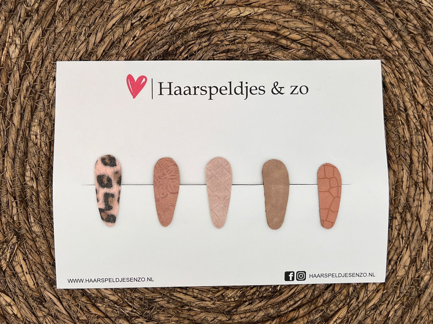 Haarspeldjes &#39;Lott&#39; setje 15 - speldje met imitatieleer - 4 cm speldjes