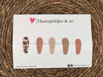 Haarspeldjes &#39;Lott&#39; setje 15 - speldje met imitatieleer - 4 cm speldjes