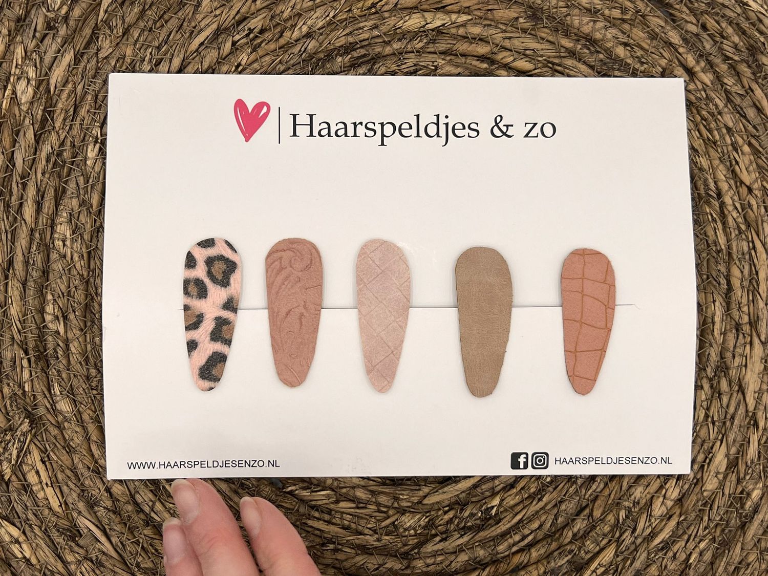 Haarspeldjes &#39;Lott&#39; setje 15 - speldje met imitatieleer - 5 cm speldjes