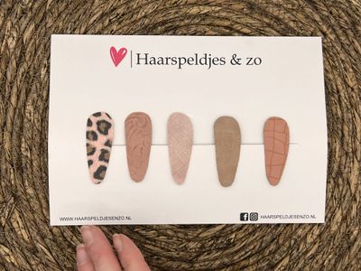 Haarspeldjes &#39;Lott&#39; setje 15 - speldje met imitatieleer - 5 cm speldjes