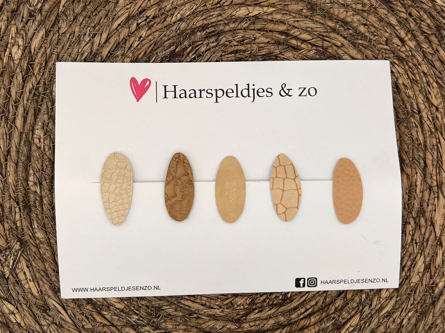 Haarspeldjes &#39;Yara&#39; setje 1 - speldje met imitatieleer - 4 cm speldjes