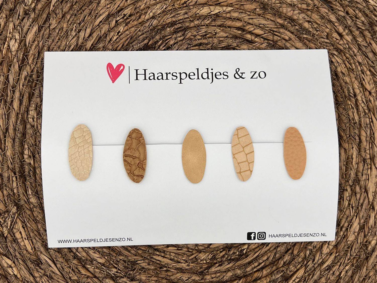 Haarspeldjes &#39;Yara&#39; setje 1 - speldje met imitatieleer - 3 cm speldjes