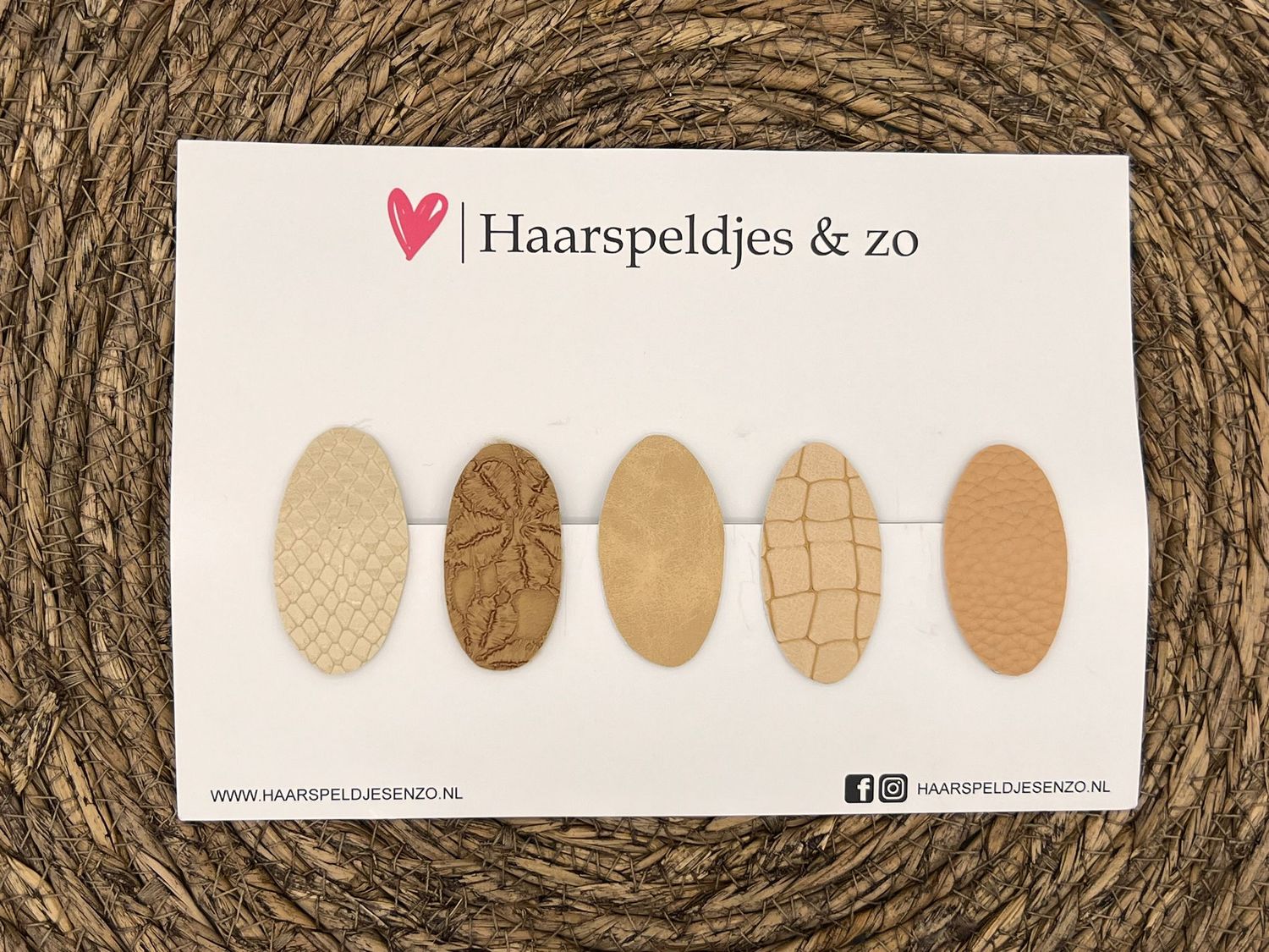 Haarspeldjes &#39;Yara&#39; setje 1 - speldje met imitatieleer - 5 cm speldjes