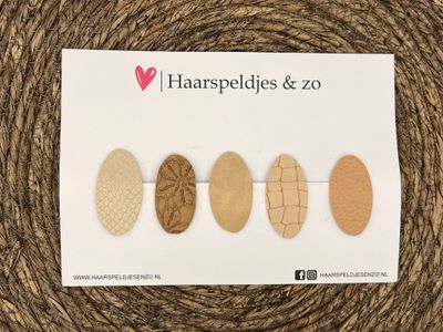 Haarspeldjes &#39;Yara&#39; setje 1 - speldje met imitatieleer - 5 cm speldjes
