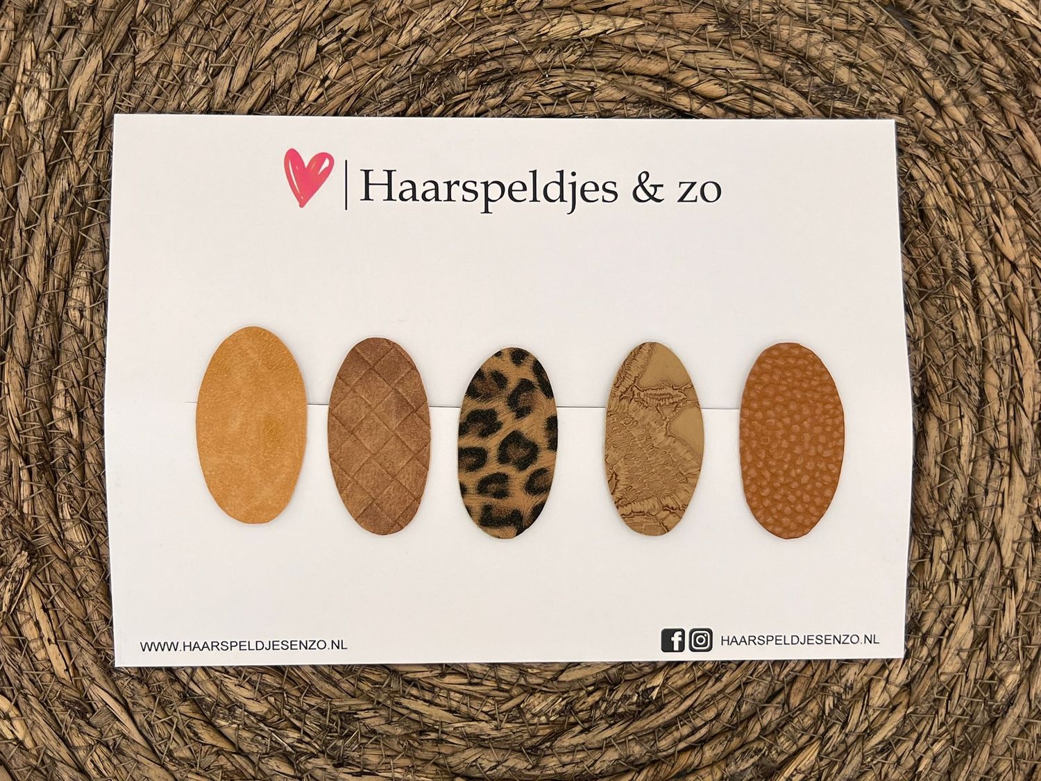 Haarspeldjes &#39;Yara&#39; setje 2 - speldje met imitatieleer - 5 cm speldjes