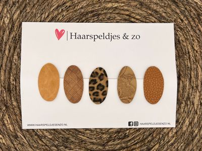 Haarspeldjes &#39;Yara&#39; setje 2 - speldje met imitatieleer - 5 cm speldjes