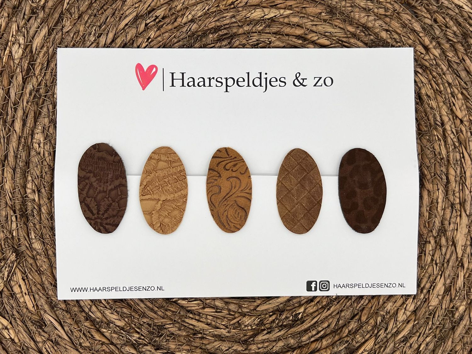 Haarspeldjes &#39;Yara&#39; setje 3 - speldje met imitatieleer - 5 cm speldjes