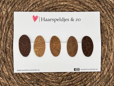 Haarspeldjes &#39;Yara&#39; setje 3 - speldje met imitatieleer - 5 cm speldjes