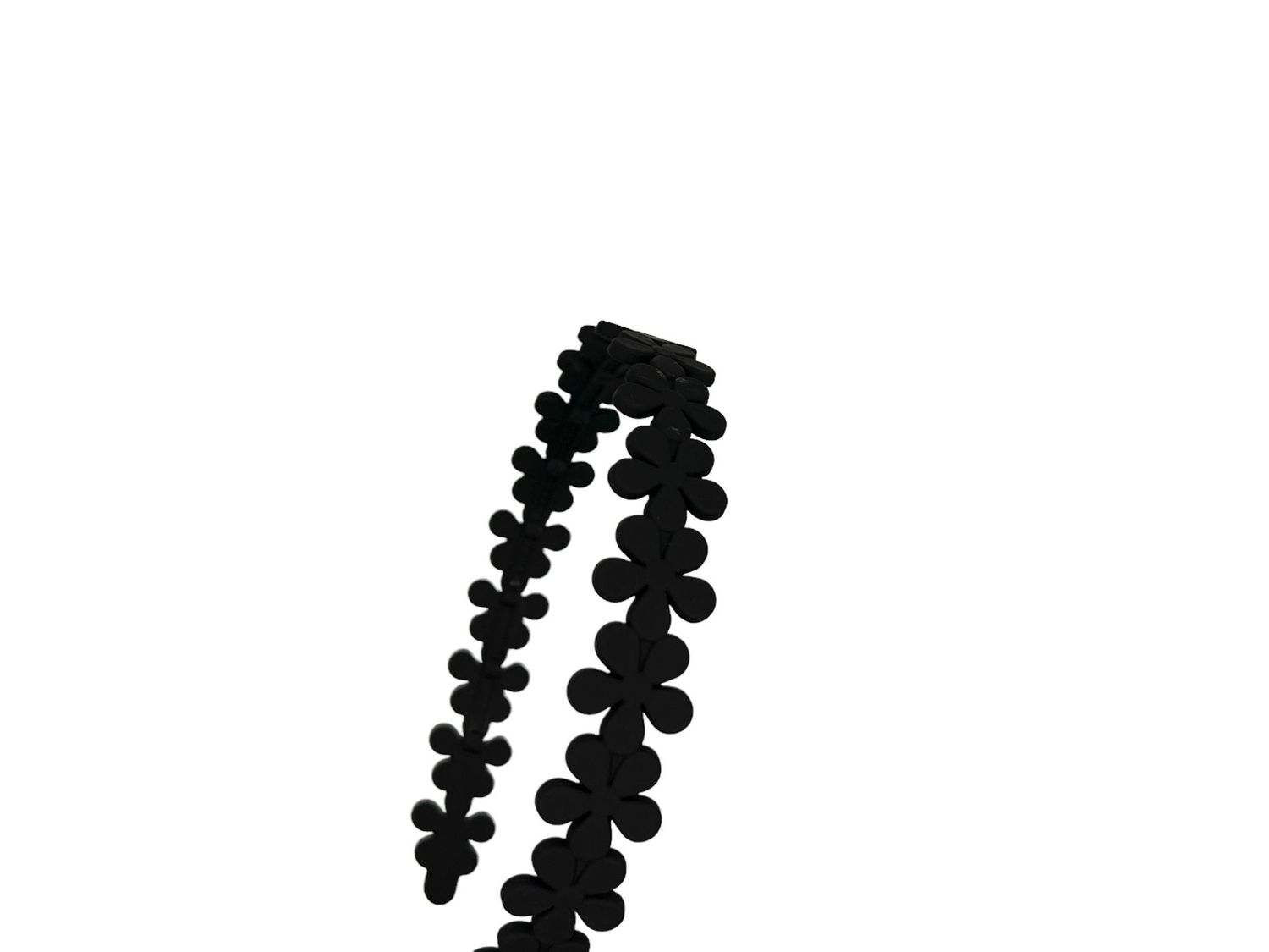 Diadeem - basic - haarband - bloemetjes - kunststof - zwart
