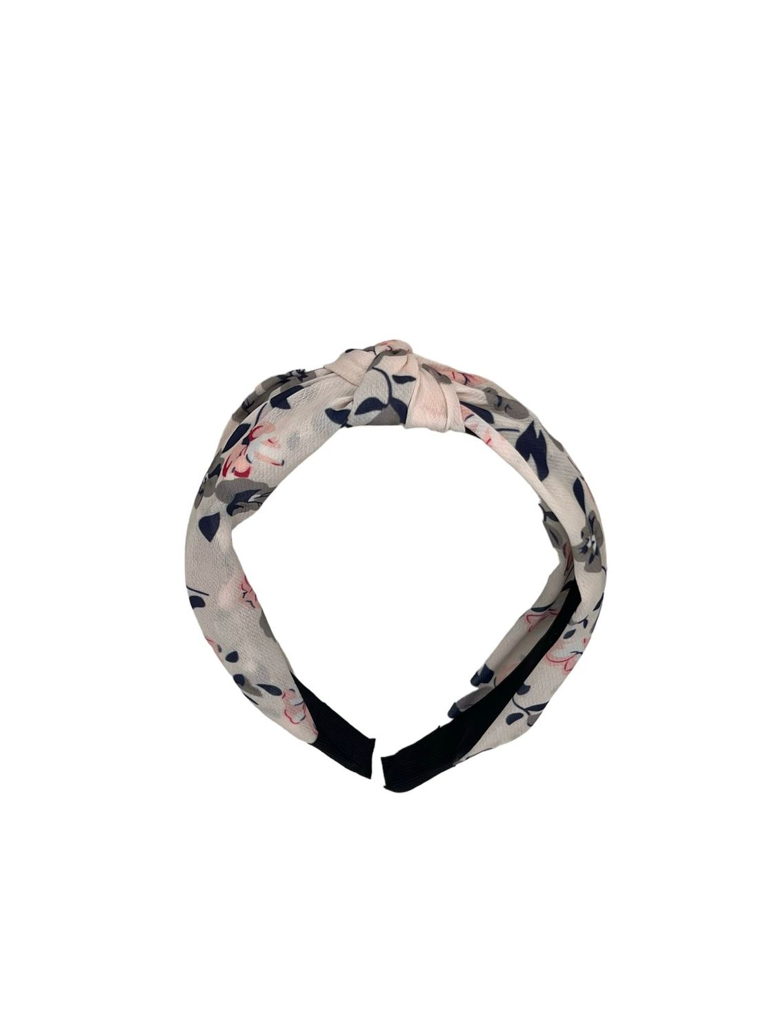Diadeem - stof - haarband - met bloemetjes - wit met blauw
