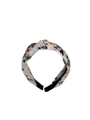 Diadeem - stof - haarband - met bloemetjes - wit met blauw