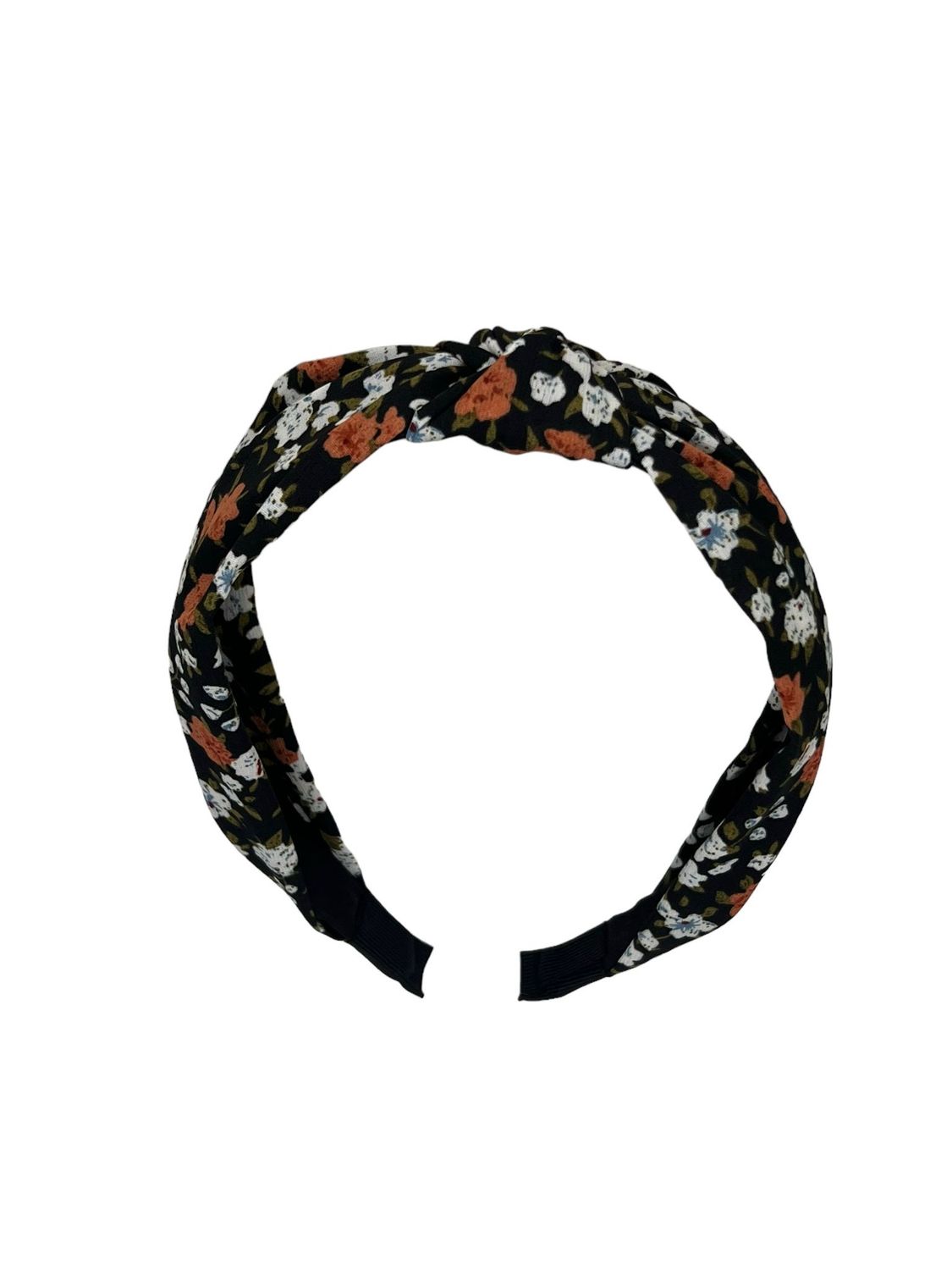 Diadeem - stof - haarband - met bloemetjes - zwart