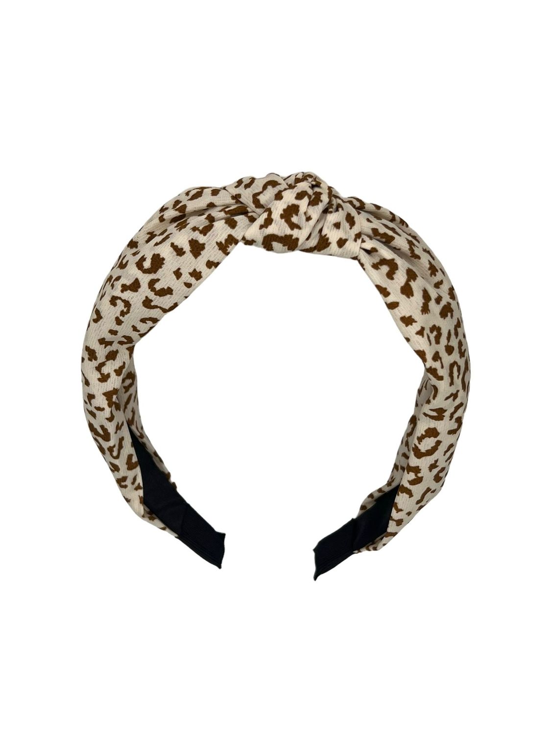 Diadeem - stof - haarband - met panterprint - beige met cognac