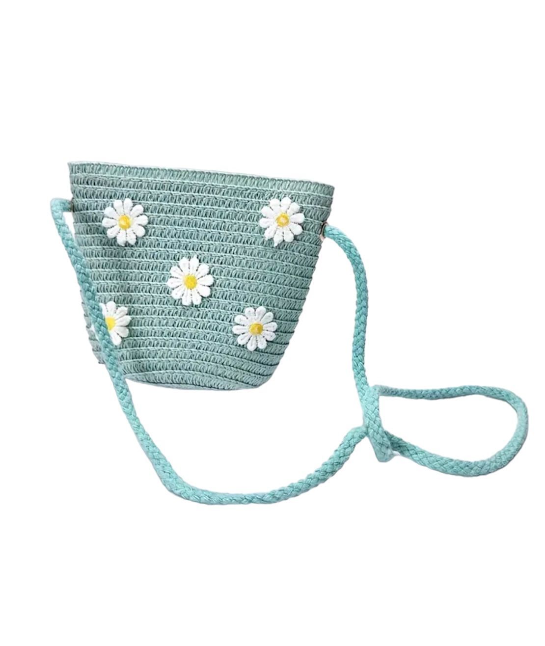 Strandtasje - zomertasje - voor kinderen - met madeliefjes - bloemetjes - riet - groen