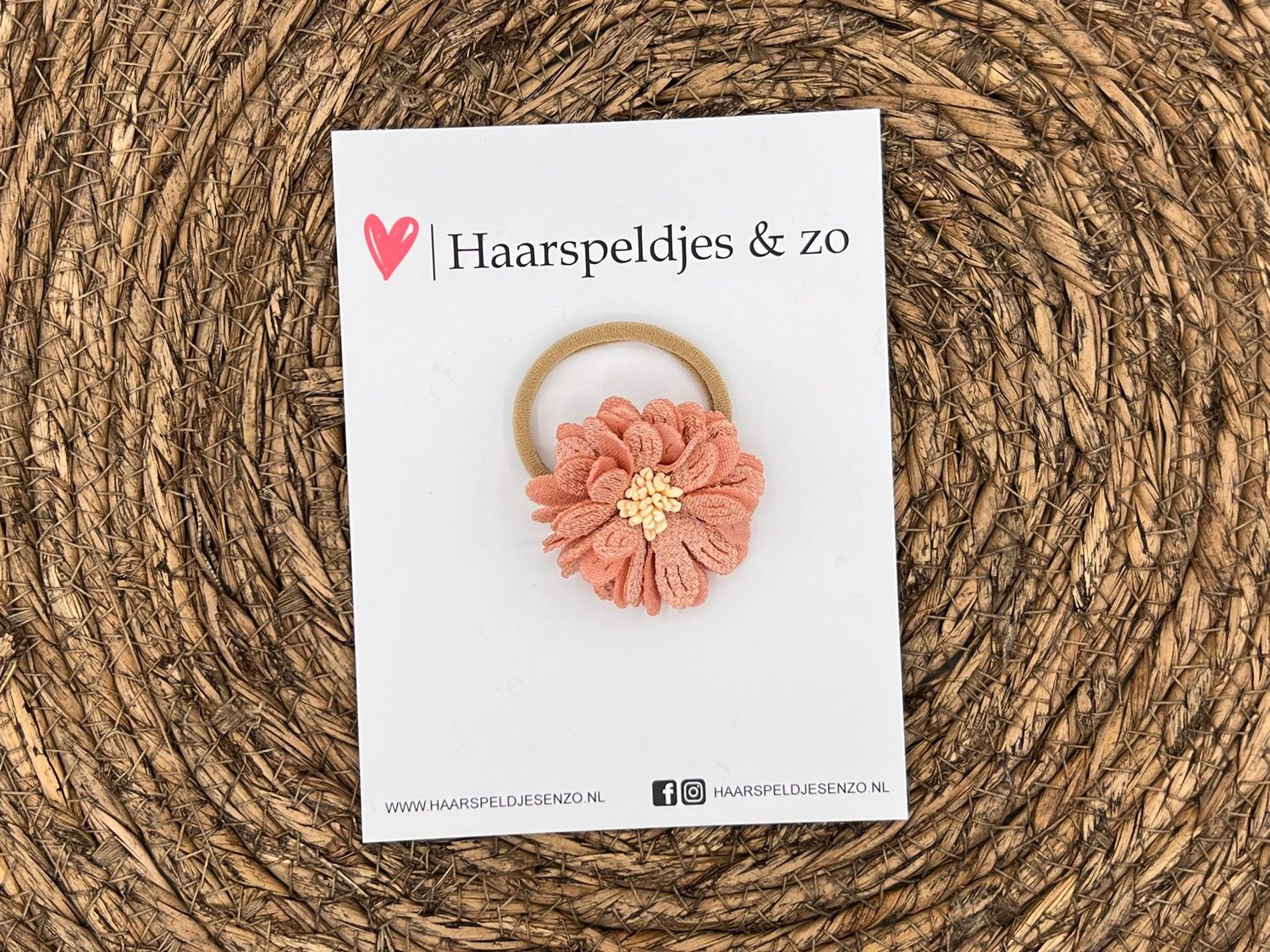 Elastiek - per stuk - hippe kleuren - met bloem - meisjes - blossem - oudroze