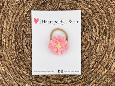 Elastiek - per stuk - hippe kleuren - met bloem - meisjes - blossem - roze