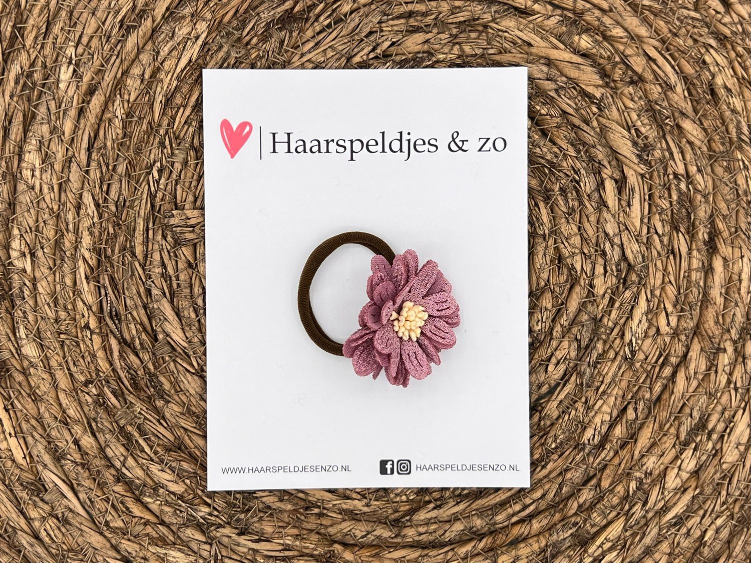 Elastiek - per stuk - hippe kleuren - met bloem - meisjes - blossem - paars