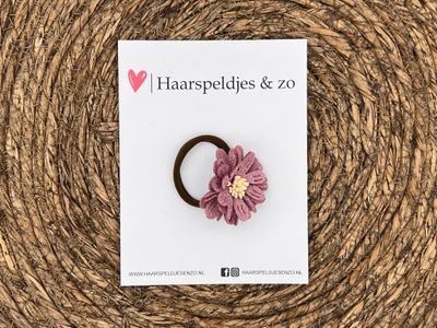 Elastiek - per stuk - hippe kleuren - met bloem - meisjes - blossem - paars