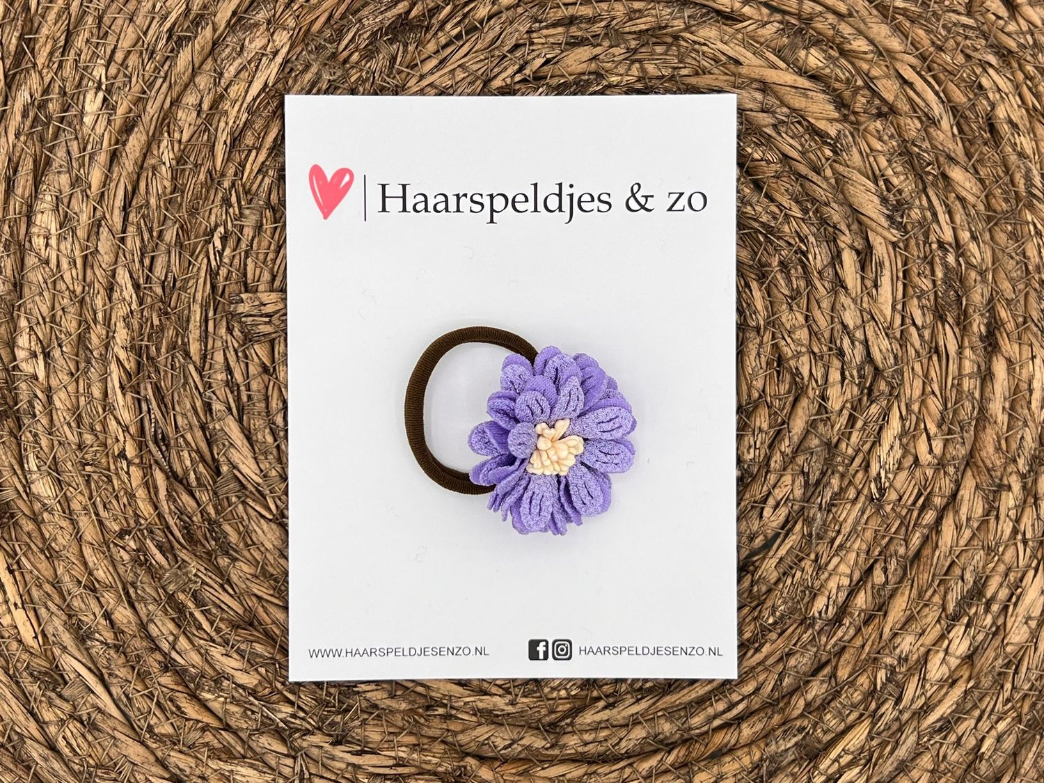 Elastiek - per stuk - hippe kleuren - met bloem - meisjes - blossem - lila
