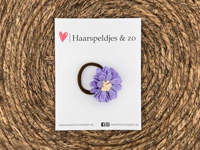 Elastiek - per stuk - hippe kleuren - met bloem - meisjes - blossem - lila