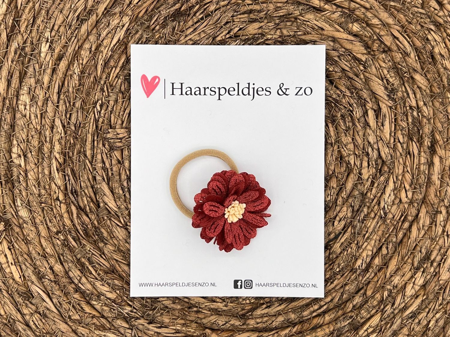 Elastiek - per stuk - hippe kleuren - met bloem - meisjes - blossem - rood