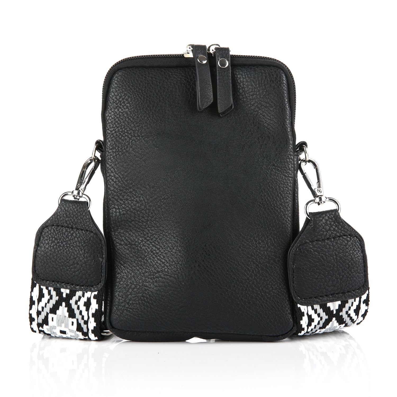 Schoudertas Tess black - tas van imitatieleer - zwart - verwisselbare schouderband - BG564