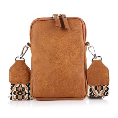 Schoudertas Tess camel - tas van imitatieleer - verwisselbare schouderband - BG564
