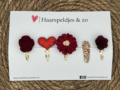 Try-out mix 54 - mix van verschillende speldjes - rood - glitters - kerst - feestdagen - 4 cm speldjes