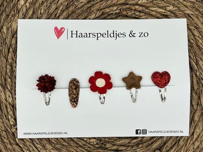 Try-out mix 30 - mix van verschillende speldjes - rood - glitters - kerst - feestdagen - 3 cm speldjes