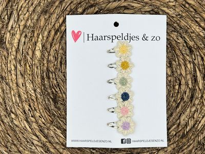 Baby haarspeldjes setje 57 - mini - 2cm groot - voor de eerste lokjes haar - bloemetjes - geel/groen/blauw/roze/paars