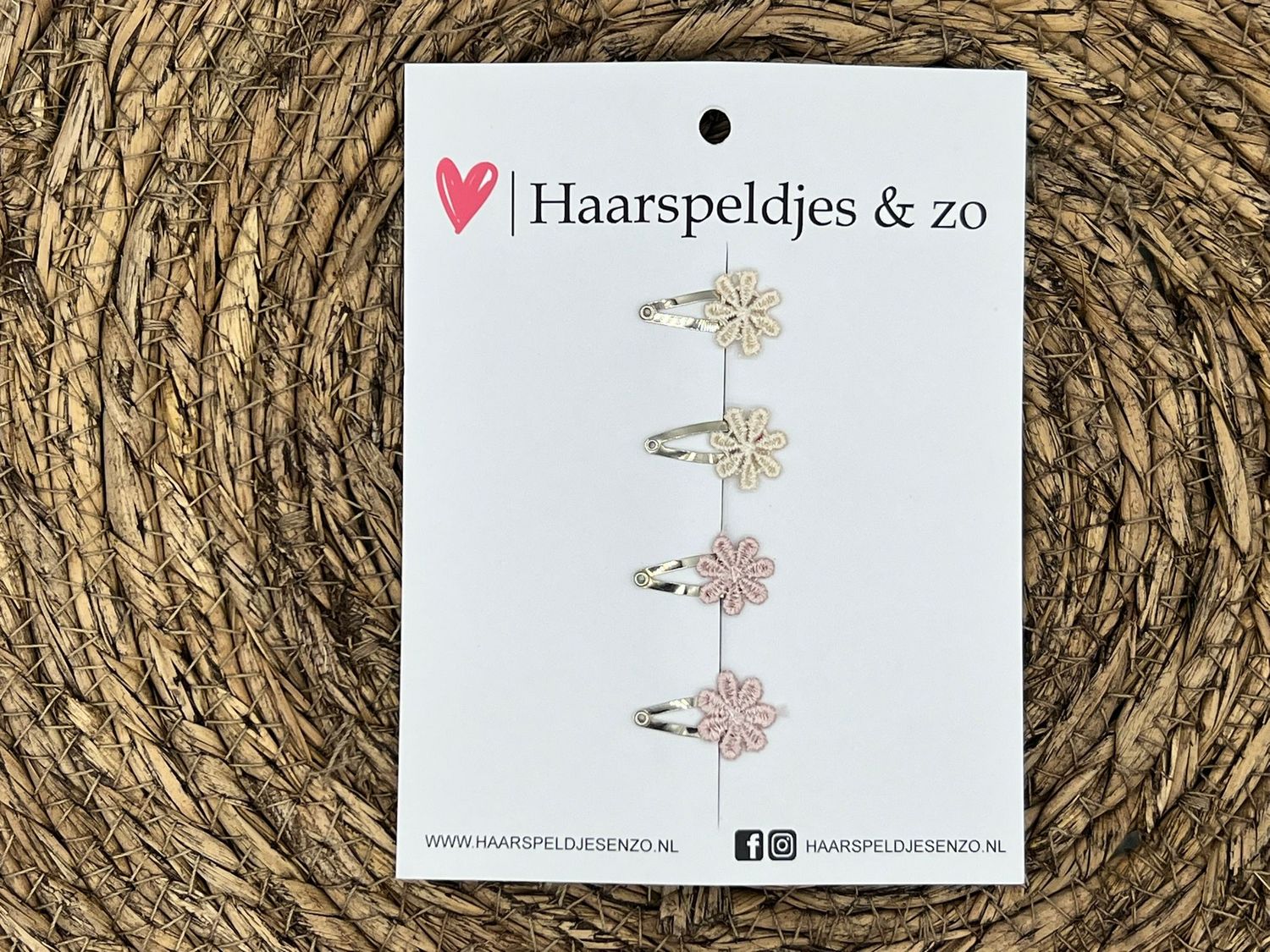 Baby haarspeldjes setje 58 - mini - 2cm groot - voor de eerste lokjes haar - bloemetjes - beige/roze