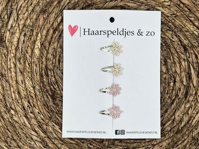 Baby haarspeldjes setje 58 - mini - 2cm groot - voor de eerste lokjes haar - bloemetjes - beige/roze
