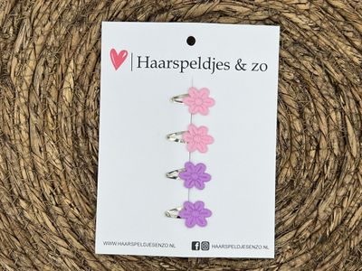 Baby haarspeldjes setje 63 - mini - 2cm groot - voor de eerste lokjes haar - bloemetjes - roze/paars