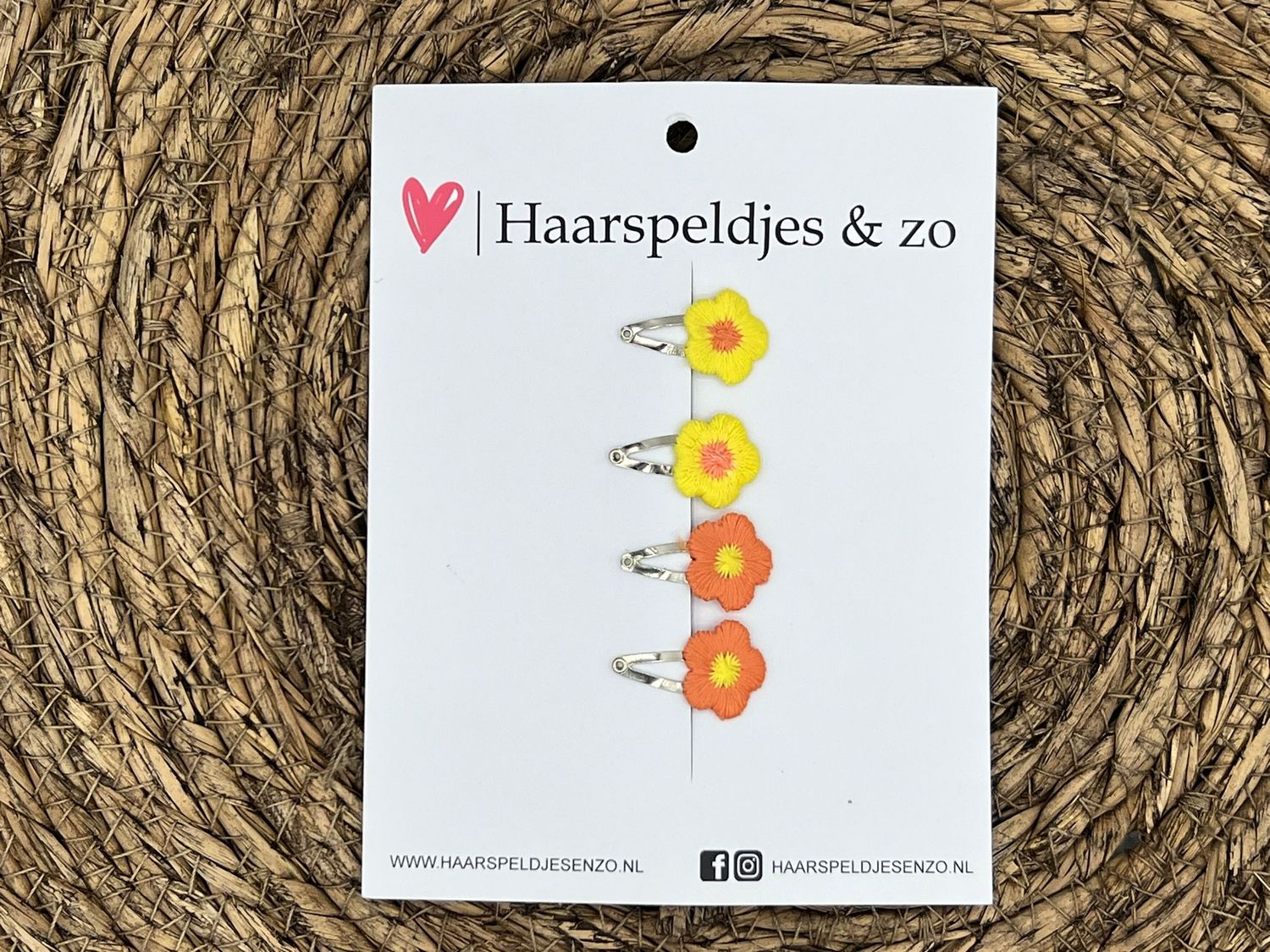 Baby haarspeldjes setje 61 - mini - 2cm groot - voor de eerste lokjes haar - bloemetjes - geel/oranje