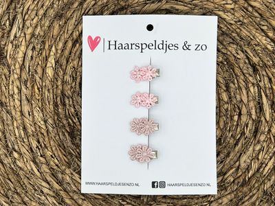 Mini clip - baby haarspeldjes setje 11 - mini - 2cm groot - voor de eerste lokjes haar - alligator clip - bloemetjes - roze