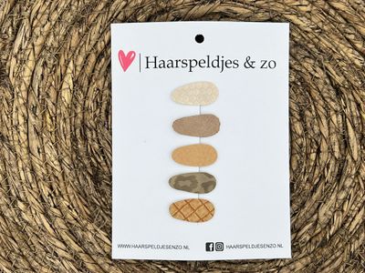 Baby haarspeldjes setje 73 - mini - 2cm groot - voor de eerste lokjes haar - beige/khaki