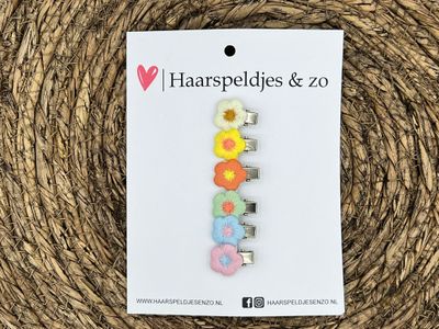 Mini clip - baby haarspeldjes setje 6 - mini - 2cm groot - voor de eerste lokjes haar - alligator clip - bloemetjes