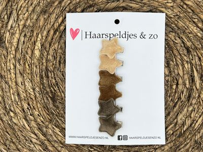 Mini clip - baby haarspeldjes setje 13 - mini - 2cm groot - voor de eerste lokjes haar - alligator clip - sterretjes - kerst - feestdagen - bruin/beige
