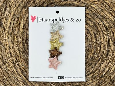 Mini clip - baby haarspeldjes setje 14 - mini - 2cm groot - voor de eerste lokjes haar - alligator clip - sterretjes - glitters - kerst - feestdagen - zilver/goud/bruin/roze