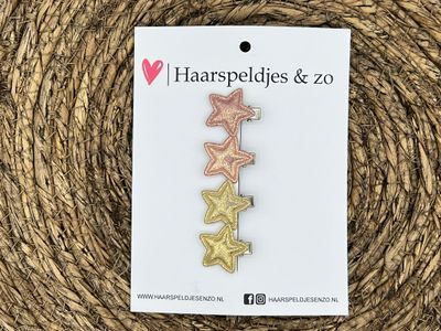 Mini clip - baby haarspeldjes setje 15 - mini - 2cm groot - voor de eerste lokjes haar - alligator clip - sterretjes - glitters - kerst - feestdagen -goud/roze