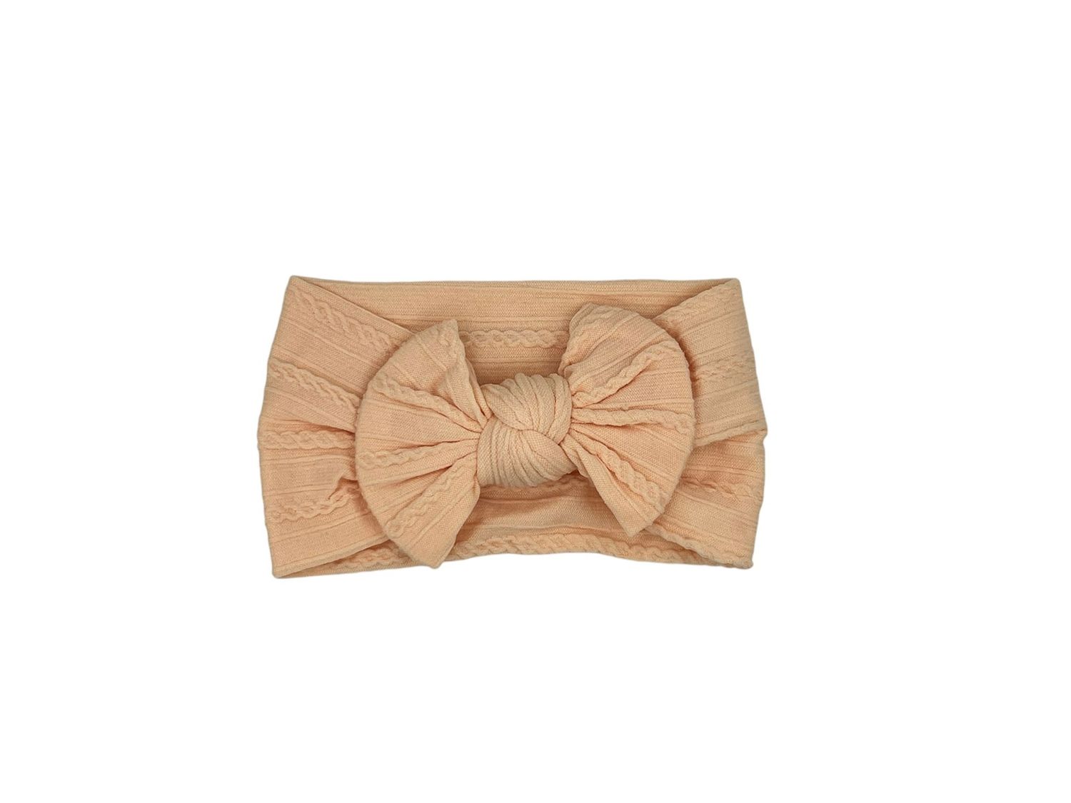 Baby hoofdband - haarband - meisjes - elastisch - met knoop en strik - zalmroze