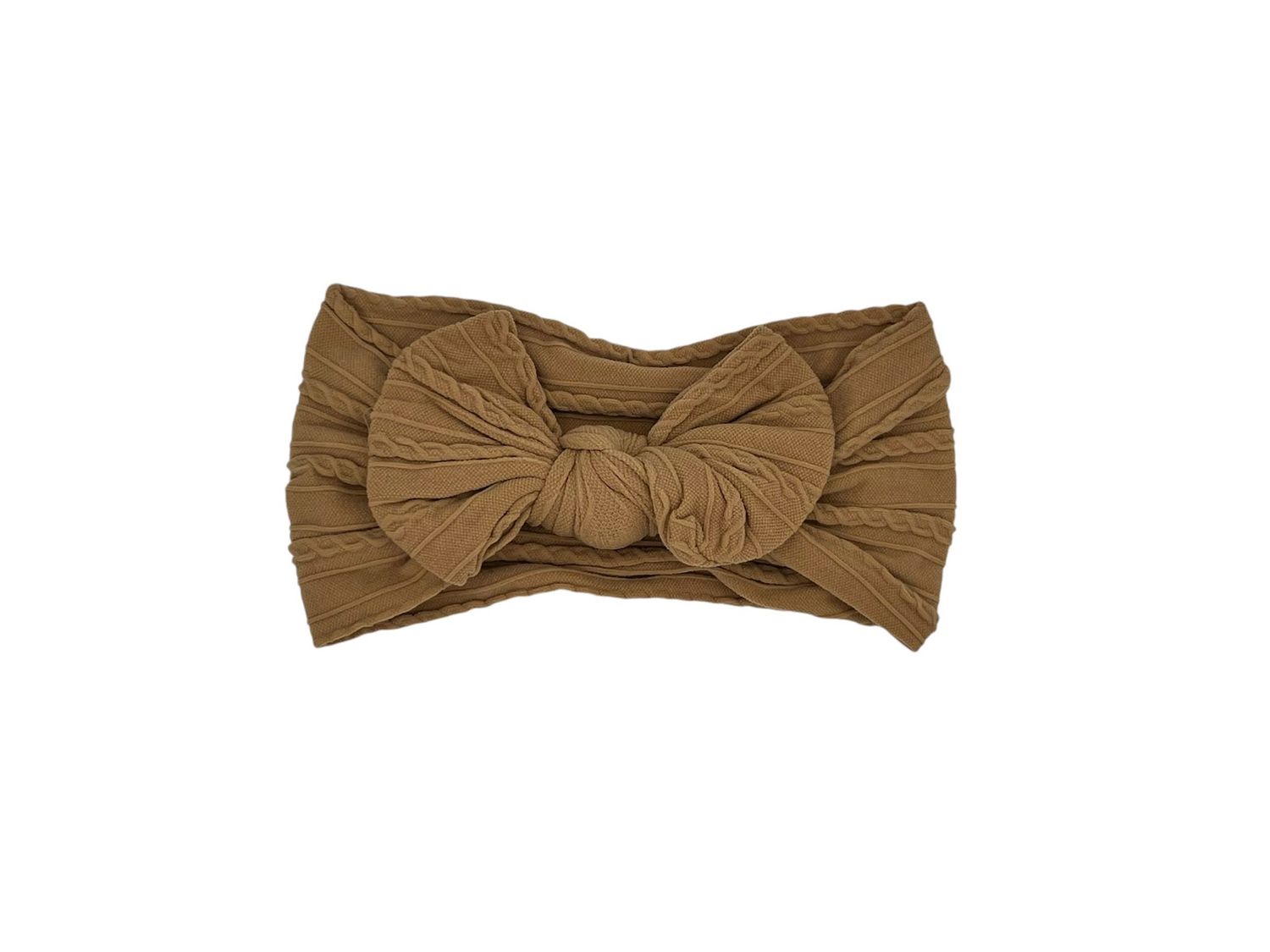 Baby hoofdband - haarband - meisjes - elastisch - met knoop en strik - bruin