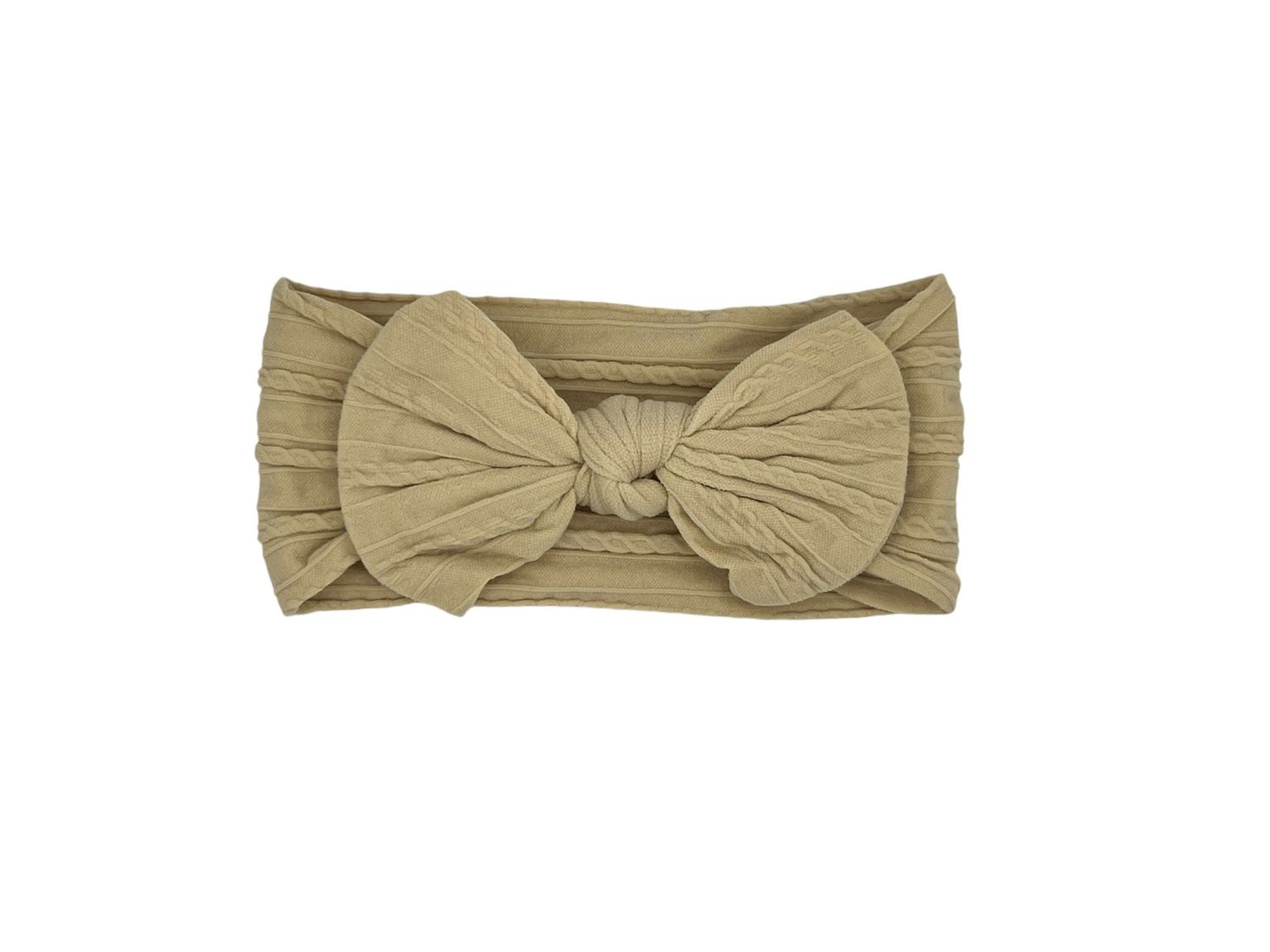 Baby hoofdband - haarband - meisjes - elastisch - met knoop en strik - khaki/beige