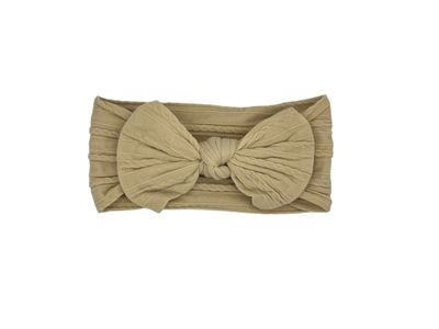 Baby hoofdband - haarband - meisjes - elastisch - met knoop en strik - khaki/beige