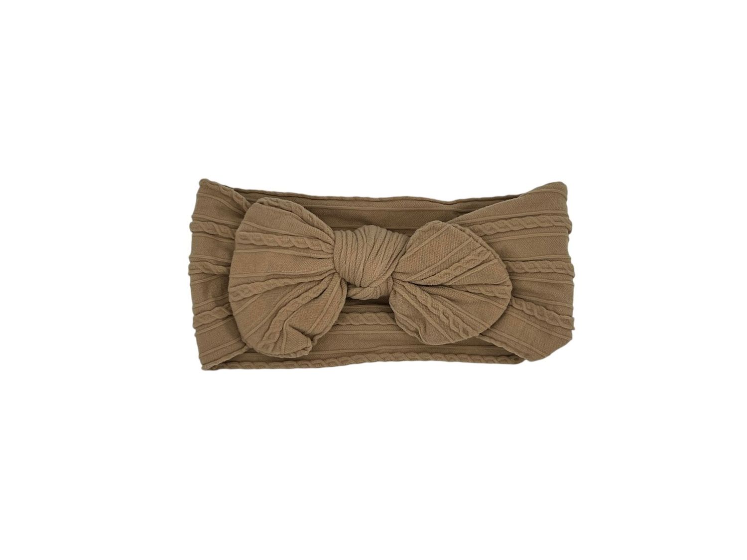 Baby hoofdband - haarband - meisjes - elastisch - met knoop en strik - lichtbruin