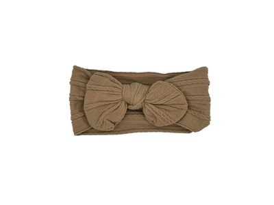 Baby hoofdband - haarband - meisjes - elastisch - met knoop en strik - lichtbruin