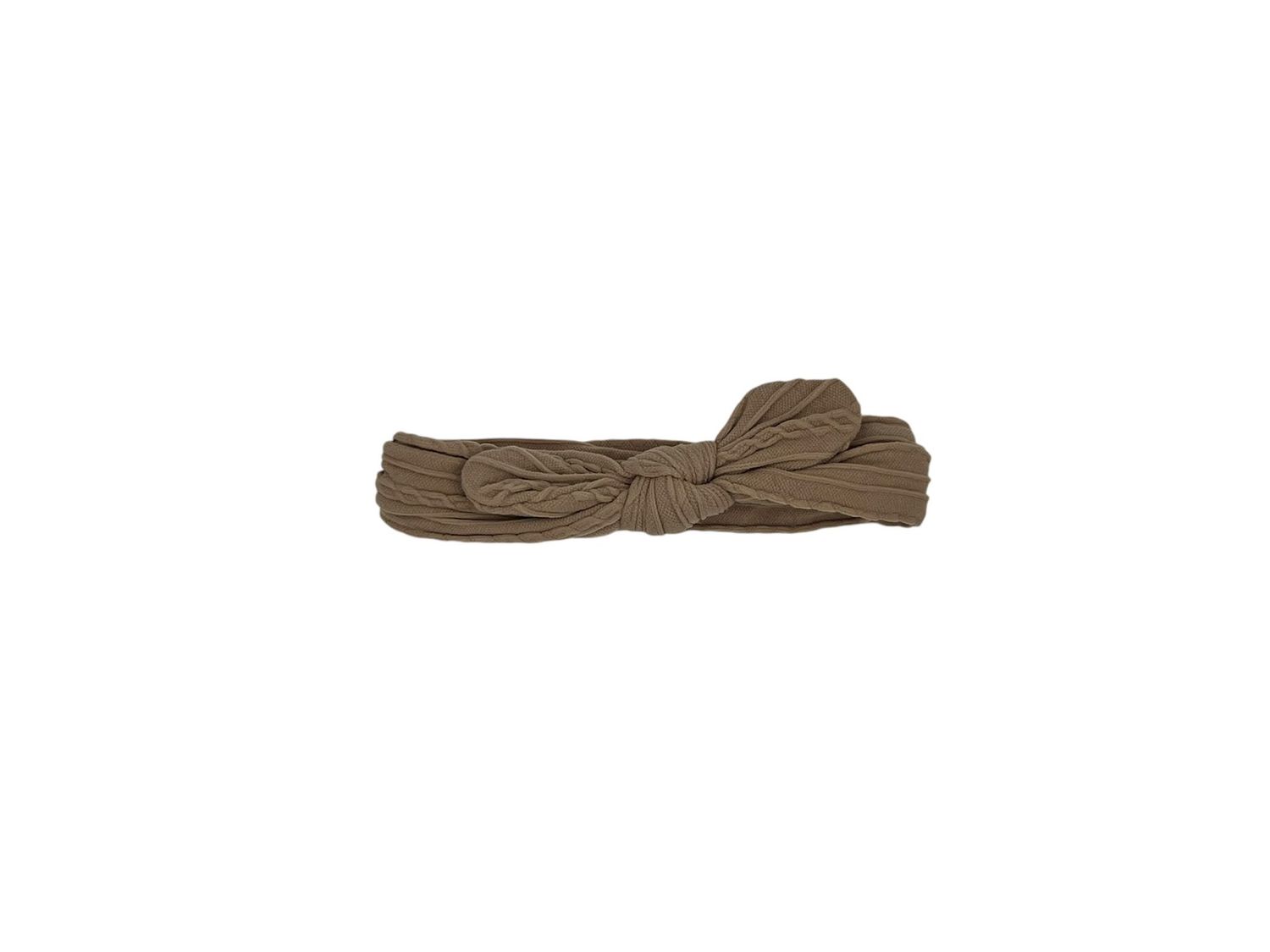 Baby hoofdband - haarband - meisjes - elastisch - met knoop en strik - smal - zachtbruin