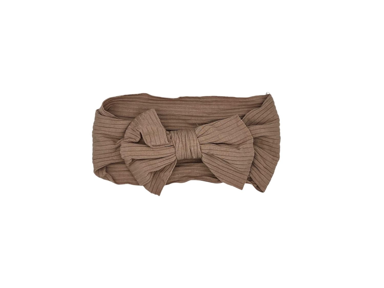 Baby hoofdband - haarband - meisjes - elastisch - met knoop en strik - zachtbruin