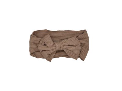 Baby hoofdband - haarband - meisjes - elastisch - met knoop en strik - zachtbruin