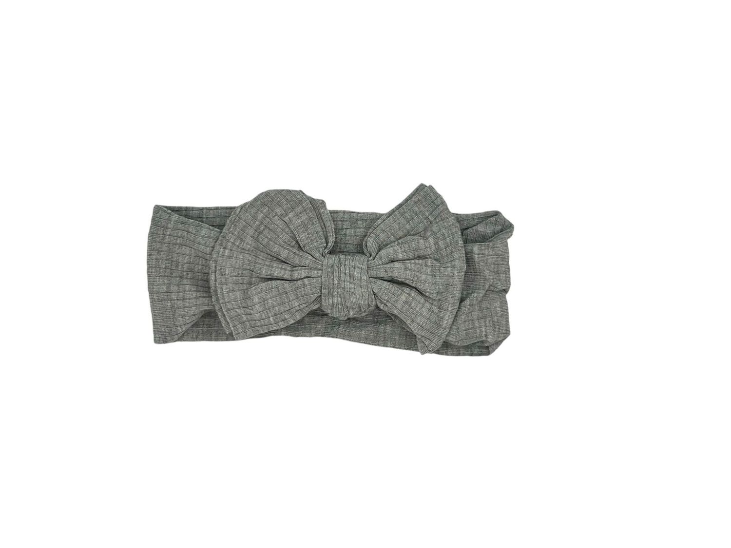 Baby hoofdband - haarband - meisjes - elastisch - met knoop en strik - grijs